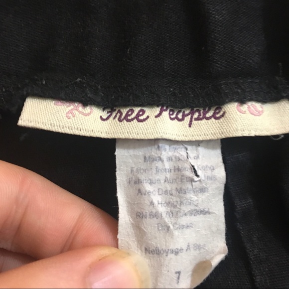 Free People Black Slim Pants High Rise Skinny Back Zipper Stretch Career Size 7 - Picture 6 of 7